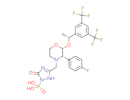 172673-20-0,Fosaprepitant,Phosphonicacid,[3-[[(2R,3S)-2-[(1R)-1-[3,5-bis(trifluoromethyl)phenyl]ethoxy]-3-(4-fluorophenyl)-4-morpholinyl]methyl]-2,5-dihydro-5-oxo-1H-1,2,4-triazol-1-yl]-(9CI);Phosphonic acid,[3-[[2-[1-[3,5-bis(trifluoromethyl)phenyl]ethoxy]-3-(4-fluorophenyl)-4-morpholinyl]methyl]-2,5-dihydro-5-oxo-1H-1,2,4-triazol-1-yl]-,[2R-[2a(R*),3a]]-;Phosphonic acid,P-[3-[[(2R,3S)-2-[(1R)-1-[3,5-bis(trifluoromethyl)phenyl]ethoxy]-3-(4-fluorophenyl)-4-morpholinyl]methyl]-2,5-dihydro-5-oxo-1H-1,2,4-triazol-1-yl]-;L 758298;