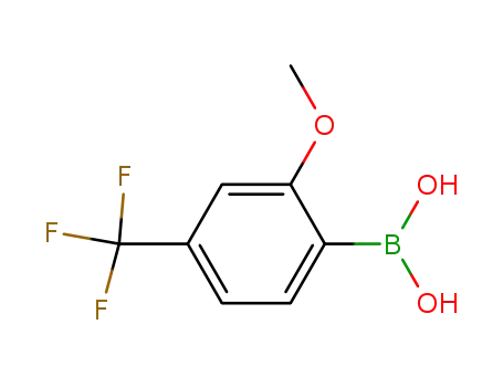 Molecular Structure of 312936-89-3 (2-METHOXY-4-(TRIFLUOROMETHYL)-PHENYLBORONIC ACID)