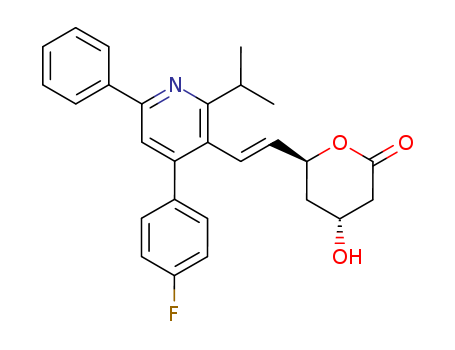 122254-45-9,Glenvastatin,2H-Pyran-2-one,6-[2-[4-(4-fluorophenyl)-2-(1-methylethyl)-6-phenyl-3-pyridinyl]ethenyl]tetrahydro-4-hydroxy-,[4R-[4a,6b(E)]]-;(4R,6S)-6-[(E)-2-[4-(p-Fluorophenyl)-2-isopropyl-6-phenyl-3-pyridyl]vinyl]tetrahydro-4-hydroxy-2H-pyran-2-one;Glenvastatin; Glenvastin; HR 780