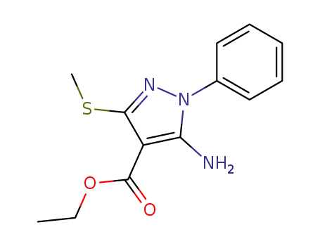 Molecular Structure of 40745-03-7 (5-aMino-3-Methylthio-1-phenyl-1H-pyrazole-4-carboxylic acid ethyl ester)