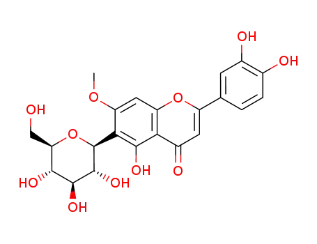 Molecular Structure of 6980-25-2 (4H-Benzopyran-4-one, 2-(3,4-dihydroxyphenyl)-6-beta-D-glucopyranosyl-5 -hydroxy-7-methoxy-)