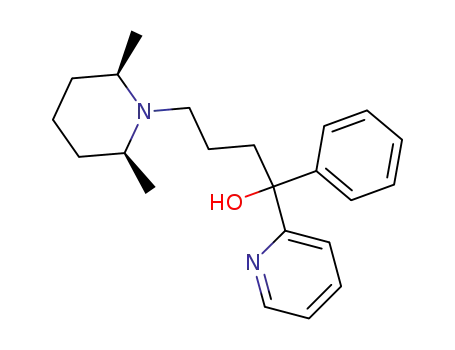 Molecular Structure of 129885-18-3 (4-[(2R,6S)-2,6-dimethylpiperidin-1-yl]-1-phenyl-1-(pyridin-2-yl)butan-1-ol)
