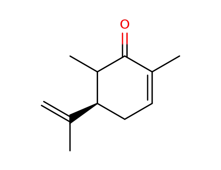 Molecular Structure of 138812-34-7 (2-Cyclohexen-1-one, 2,6-dimethyl-5-(1-methylethenyl)-, (5R)-)