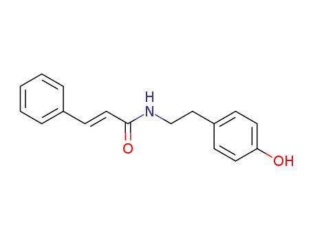 Molecular Structure of 103188-44-9 (2-Propenamide, N-[2-(4-hydroxyphenyl)ethyl]-3-phenyl-, (2E)-)