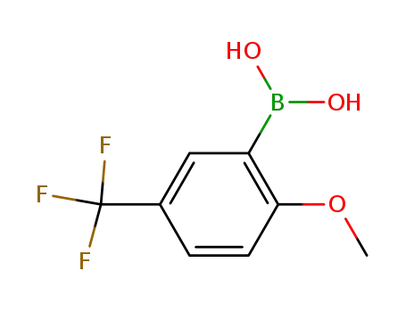 Molecular Structure of 240139-82-6 (2-METHOXY-5-TRIFLUOROMETHYLPHENYLBORONIC ACID)