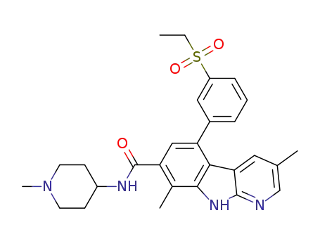 Molecular Structure of 934541-31-8 (5-[3-(Ethylsulfonyl)phenyl]-3,8-dimethyl-N-(1-methyl-4-piperidinyl)-9H-pyrido[2,3-b]indole-7-carboxamide)
