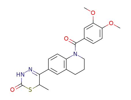 Quinoline,6-(3,6-dihydro-6-methyl-2-oxo-2H-1,3,4-thiadiazin-5-yl)-1-(3,4-dimethoxybenzoyl)-1,2,3,4-tetrahydro-,(-)-