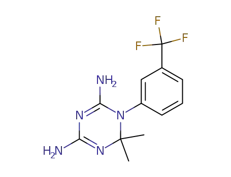 Molecular Structure of 1492-81-5 (1,3,5-Triazine-2,4-diamine,
1,6-dihydro-6,6-dimethyl-1-[3-(trifluoromethyl)phenyl]-)