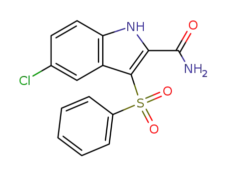 Molecular Structure of 148472-83-7 (6-CHLORO-(PHENYLSULFONYL)-1H-INDOLE-3-CARBOXAMIDE)