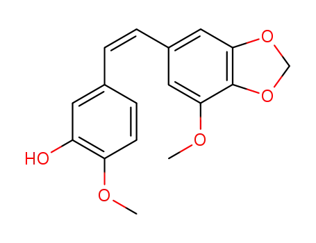 Molecular Structure of 111394-44-6 ((Z)-2-Methoxy-5-(2-(7-Methoxy-Benzo[D][1,3]Dioxol-5-Yl)Vinyl)Phenol)