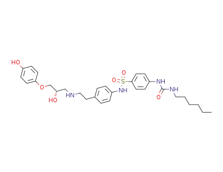 Molecular Structure of 159182-43-1 (4-[[(HEXYLAMINO)CARBONYL]AMINO]-N-[4-[2-[[(2S)-2-HYDROXY-3-(4-HYDROXYPHENOXY)PROPYL]AMINO]ETHYL]PHENYL]-BENZENESULFONAMIDE)