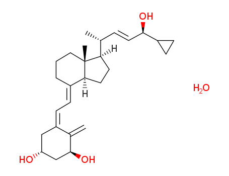 147657-22-5,CALCIPOTRIOL MONOHYDRATE,CALCIPOTRIOL MONOHYDRATE;(1R,3S,5Z)-5-[(2E)-2-[(1R,3aS,7aR)-1-[(1R,2E,4S)-4-cyclopropyl-4-hydroxy-1-methyl-2-buten-1-yl]octahydro-7a-methyl-4H-inden-4-ylidene]ethylidene]-4-methylene-1,3-Cyclohexanediol hydrate;(5Z,7E,22E,24S)-24-Cyclopropyl-9,10-secochola-5,7,10(19),22-tetraene-1α,3β,24-triol