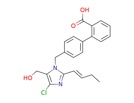 Molecular Structure of 114798-32-2 ([1,1'-Biphenyl]-2-carboxylicacid,4'-[[2-(1E)-1-buten-1-yl-4-chloro-5-(hydroxymethyl)-1H-imidazol-1-yl]methyl]-)