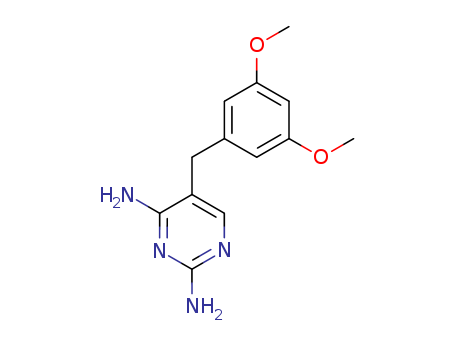 20344-69-8,5-[(3,5-dimethoxyphenyl)methyl]pyrimidine-2,4-diamine,Pyrimidine,2,4-diamino-5-(3,5-dimethoxybenzyl)- (8CI);2,4-Diamino-5-(3,5-dimethoxybenzyl)pyrimidine; 2,4-Diamino-5-(3',5'-dimethoxybenzyl)pyrimidine