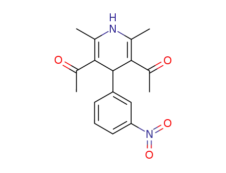 Molecular Structure of 34551-62-7 (1,1-(2,6-dimethyl-4-(3-nitrophenyl)-1,4-dihydropyridine-3,5-diyl)diethanone)