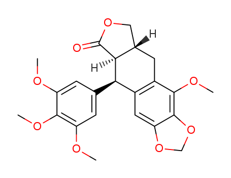 23978-65-6,beta-peltatin A methyl ether,Furo[3',4':6,7]naphtho[2,3-d]-1,3-dioxol-6(5aH)-one,5,8,8a,9-tetrahydro-10-methoxy-5-(3,4,5-trimethoxyphenyl)-, [5R-(5a,5ab,8aa)]-; b-Peltatin A, O-methyl- (8CI); b-Peltatin A methyl ether