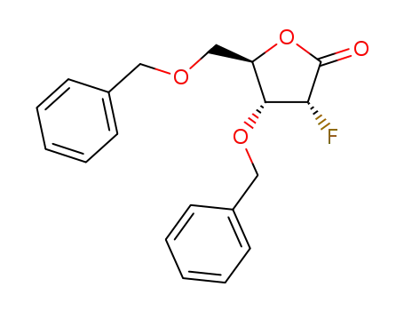 Molecular Structure of 1355049-97-6 ((3R,4R,5R)-4-(benzyloxy)-5-(benzyloxymethyl)-3-fluoro-dihydrofuran-2(3H)-one)