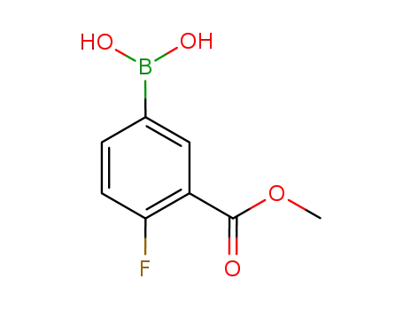 Molecular Structure of 874219-35-9 (4-Fluoro-3-(methoxycarbonyl)phenylboronic acid)