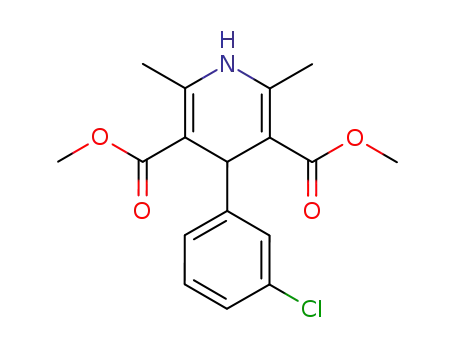 Molecular Structure of 73257-45-1 (dimethyl 4-(3-chlorophenyl)-2,6-dimethyl-1,4-dihydro-3,5-pyridinedicarboxylate)