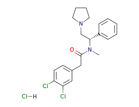 Molecular Structure of 115199-84-3 (2-(3,4-DICHLOROPHENYL)-N-METHYL-N-[(1S)-1-PHENYL-2-(1-PYRROLIDINYL)ETHYL]ACETAMIDE HYDROCHLORIDE)