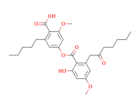 Benzoic acid,2-hydroxy-4-methoxy-6-(2-oxoheptyl)-, 4-carboxy-3-methoxy-5-pentylphenyl ester cas  6009-12-7