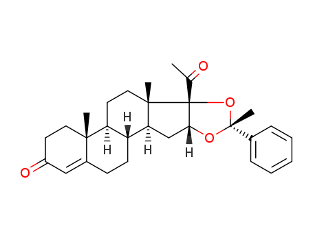 24356-94-3,Algestone acetophenide,Pregn-4-ene-3,20-dione,16,17-[(1-phenylethylidene)bis(oxy)]-, [16a(R)]-;2H-Naphth[1',2':6,7]indeno[1,2-d][1,3]dioxole,pregn-4-ene-3,20-dione deriv.;Alphasone acetophenide;Deladroxone;Dihydroxyprogesterone acetophenide;Droxone;Neolutin Depositum;P-DHP;ZK 9349;