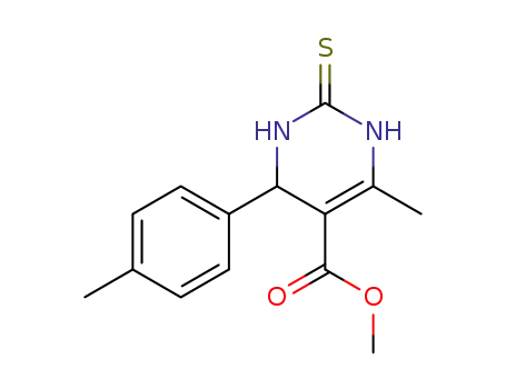 Molecular Structure of 134074-41-2 (methyl 6-methyl-4-(4-methylphenyl)-2-thioxo-1,2,3,4-tetrahydro-5-pyrimidinecarboxylate)