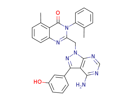 PIK-294;2-((4-amino-3-(3-hydroxyphenyl)-1H-pyrazolo[3,4-d]pyrimidin-1-yl)methyl)-5-methyl-3-o-tolylquinazolin-4(3H)-one