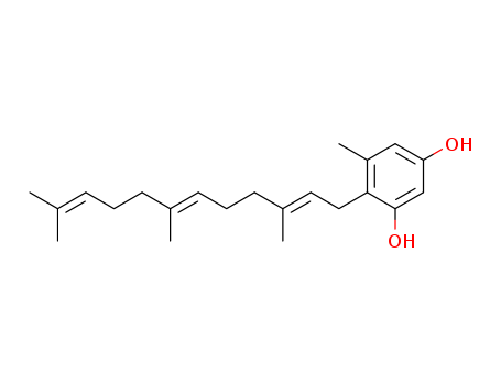 23665-96-5,1,3-Benzenediol,5-methyl-4-[(2E,6E)-3,7,11-trimethyl-2,6,10-dodecatrien-1-yl]-,1,3-Benzenediol,5-methyl-4-(3,7,11-trimethyl-2,6,10-dodecatrienyl)-, (E,E)-; 1,3-Benzenediol,5-methyl-4-[(2E,6E)-3,7,11-trimethyl-2,6,10-dodecatrienyl]- (9CI); Resorcinol,5-methyl-4-(3,7,11-trimethyl-2,6,10-dodecatrienyl)-, (E,E)- (8CI); Neogrifolin