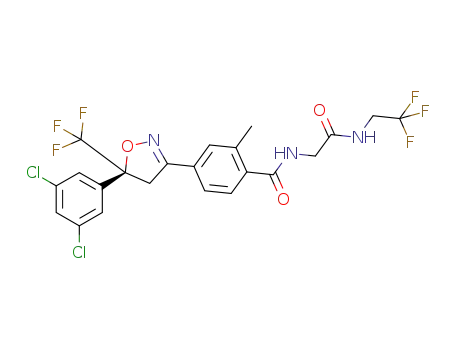 Molecular Structure of 864731-61-3 (4-[(5R)-5-(3,5-dichlorophenyl)-5-(trifluoromethyl)-4H-1,2-oxazol-3-yl]-2-methyl-N-[2-oxo-2-(2,2,2-trifluoroethylamino)ethyl]benzamide)