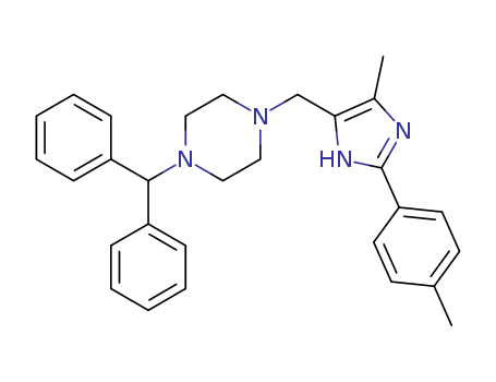 1-[di(phenyl)methyl]-4-[[5-methyl-2-(4-methylphenyl)-1H-imidazol-4-yl]methyl]piperazine