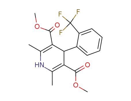 Molecular Structure of 53219-40-2 (1,4-Dihydro-2,6-dimethyl-4-[o-(trifluoromethyl)phenyl]-3,5-pyridinedicarboxylic acid dimethyl ester)