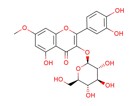 Molecular Structure of 27875-34-9 (4H-1-Benzopyran-4-one,2-(3,4-dihydroxyphenyl)-3-(b-D-glucopyranosyloxy)-5-hydroxy-7-methoxy-)