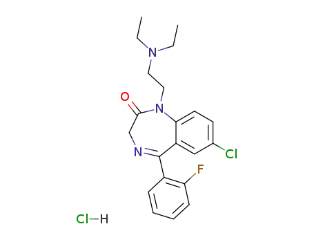 Molecular Structure of 36105-20-1 (7-chloro-1-[2-(diethylamino)ethyl]-5-(2-fluorophenyl)-1,3-dihydro-2H-benzo-1,4-diazepin-2-one monohydrochloride)