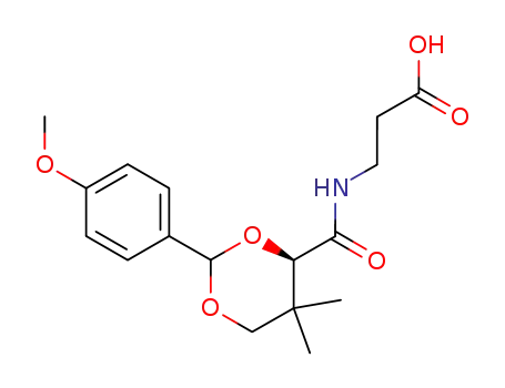 Molecular Structure of 864239-47-4 (3-{[(4R)-2-(p-methoxyphenyl)-5,5-dimethyl-1,3-dioxan-4-yl]carbonylamino}propionic acid)