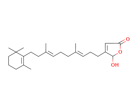 111149-87-2,LUFFARIELLOLIDE,2(5H)-Furanone,4-[(3E,7E)-4,8-dimethyl-10-(2,6,6-trimethyl-1-cyclohexen-1-yl)-3,7-decadienyl]-5-hydroxy-(9CI); 2(5H)-Furanone,4-[4,8-dimethyl-10-(2,6,6-trimethyl-1-cyclohexen-1-yl)-3,7-decadienyl]-5-hydroxy-,(E,E)-; Luffariellolide