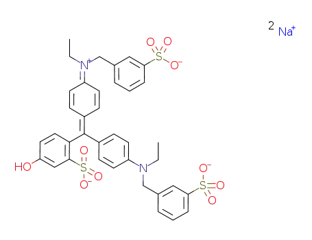 Benzenemethanaminium,N-ethyl-N-[4-[[4-[ethyl[(3-sulfophenyl)methyl]amino]phenyl](4-hydroxy-2-sulfophenyl)methylene]-2,5-cyclohexadien-1-ylidene]-3-sulfo-,inner salt, sodium salt (1:2)