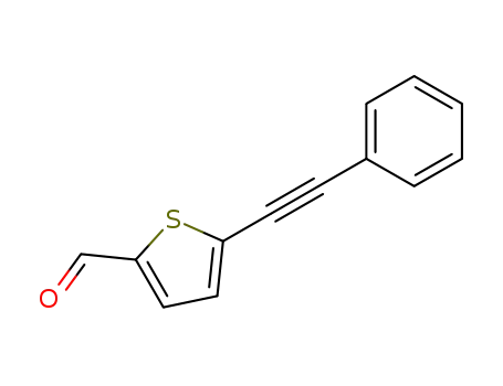 Molecular Structure of 17257-10-2 (5-(2-PHENYLETH-1-YNYL)THIOPHENE-2-CARBALDEHYDE)