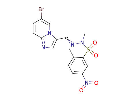 Molecular Structure of 372196-67-3 (2-Methyl-5-nitro-1-benzenesulfonic acid 2-[(6-bromoimidazo[1,2-a]pyridin-3-yl)methylene]-1-methylhydrazide)