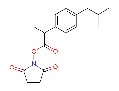 Molecular Structure of 104400-52-4 (2,5-Pyrrolidinedione, 1-[2-[4-(2-methylpropyl)phenyl]-1-oxopropoxy]-)