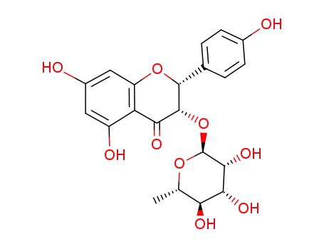 Molecular Structure of 572-31-6 ((2R,3R)-5,7-dihydroxy-2-(4-hydroxyphenyl)-3-[(2S,3R,4R,5S,6S)-3,4,5-trihydroxy-6-methyl-oxan-2-yl]oxy-chroman-4-one)