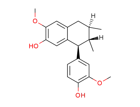 Molecular Structure of 36531-08-5 ((6R,7S,8S)-5,6,7,8-Tetrahydro-8-(4-hydroxy-3-methoxyphenyl)-3-methoxy-6,7-dimethyl-2-naphthalenol)