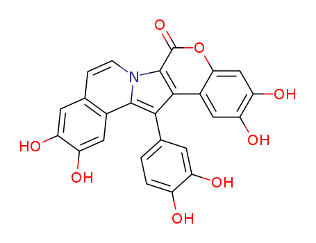 Molecular Structure of 115982-22-4 (6H-[1]Benzopyrano[4',3':4,5]pyrrolo[2,1-a]isoquinolin-6-one,14-(3,4-dihydroxyphenyl)-2,3,11,12-tetrahydroxy-)