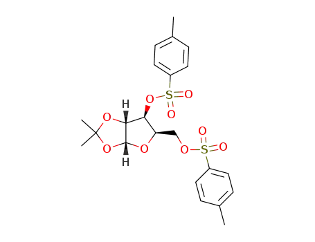 Molecular Structure of 4119-18-0 (1,2-O-(1-methylethylidene)-3,5-bis-O-[(4-methylphenyl)sulfonyl]pentofuranose)