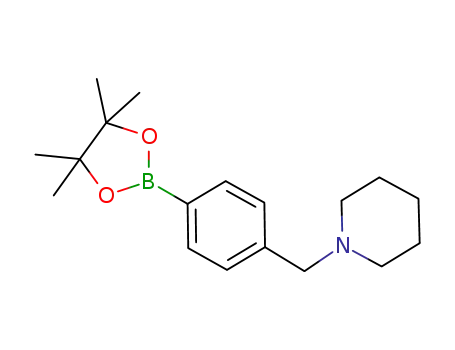Molecular Structure of 859833-22-0 (4-(PIPERIDIN-1-YLMETHYL)BENZENEBORONIC ACID, PINACOL ESTER 97%2-[4-(4,4,5,5-TETRAMETHYL-1,3,2-DIOXABOROLAN-2-YL)BENZYL]-1,2-OXAZINANE)