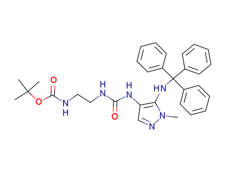 tert-Butyl [2-({[1-methyl-5-(tritylamino)-1H-pyrazol-4-yl]carbamoyl}amino)ethyl]carbamate