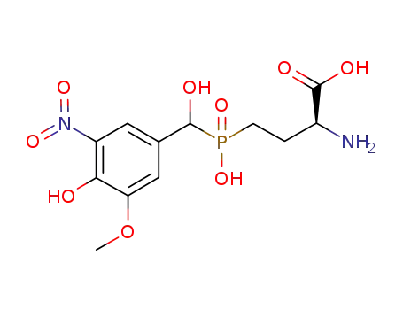 Molecular Structure of 936234-43-4 (Butanoic acid, 2-amino-4-[hydroxy[hydroxy(4-hydroxy-3-methoxy-5-nitrophenyl)methyl]phosphinyl]-, (2S)-)
