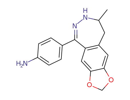 Molecular Structure of 114460-08-1 (1-(4-AMINOPHENYL)-4-METHYL-7,8-METHYLENEDIOXY-3.4-DIHYDRO-5H-2,3-BENZODIAZEPINE)