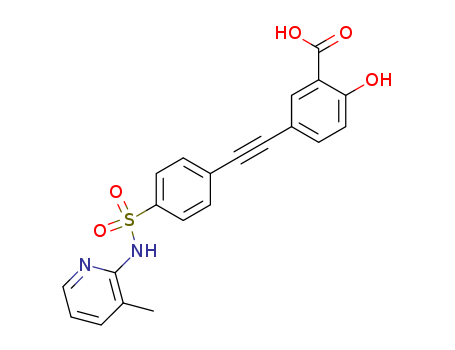 149556-49-0,2-hydroxy-5-[2-[4-[(3-methylpyridin-2-yl)sulfamoyl]phenyl]ethynyl]benzoic acid,Benzoicacid, 2-hydroxy-5-[[4-[[(3-methyl-2-pyridinyl)amino]sulfonyl]phenyl]ethynyl]-(9CI); Susalimod