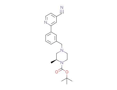 Molecular Structure of 1177559-73-7 (1,1-dimethylethyl (2S)-4-{[3-(4-cyano-2-pyridinyl)phenyl]methyl}-2-methyl-1-piperazinecarboxylate)
